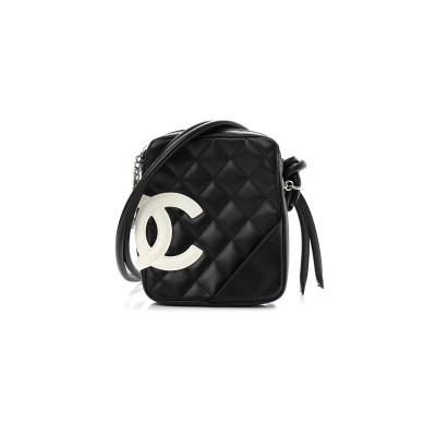 CHANEL MASTER CALFSKIN QUILTED SMALL CAMBON MESSENGER BLACK WHITE 1258604 (15*13*3.5cm)